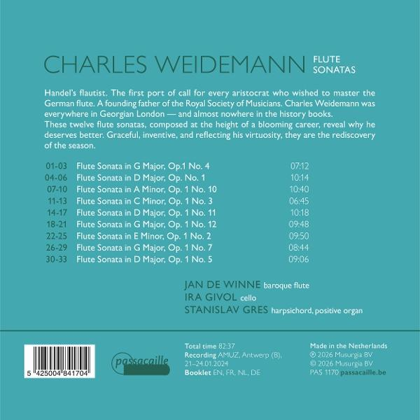 CD-Cover mit Namen, Musikstücken und Besetzung. Hintergründe sind blau.