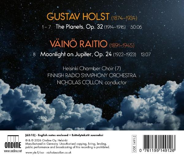 CD-Cover mit Sternenhimmel und Wolken. Enthält Werke von Holst & Raitio.