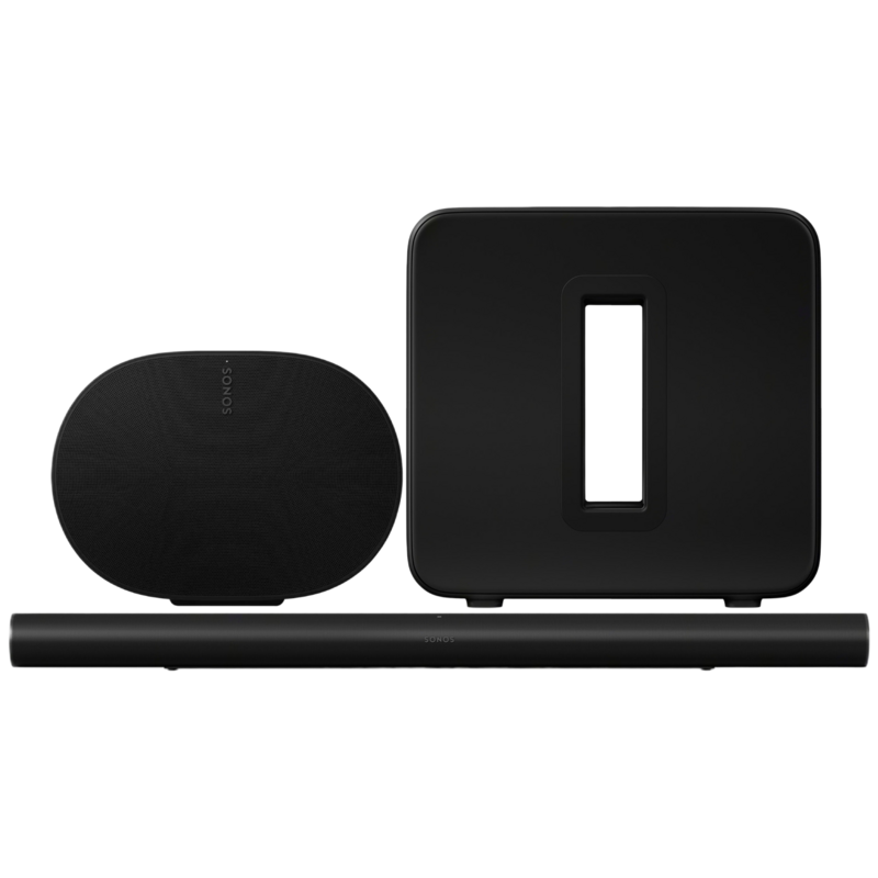 Sonos Arc Ultra Soundbar, Sub 4.0 Subwoofer en 2x Era 300 Speakerbundel Zwart
