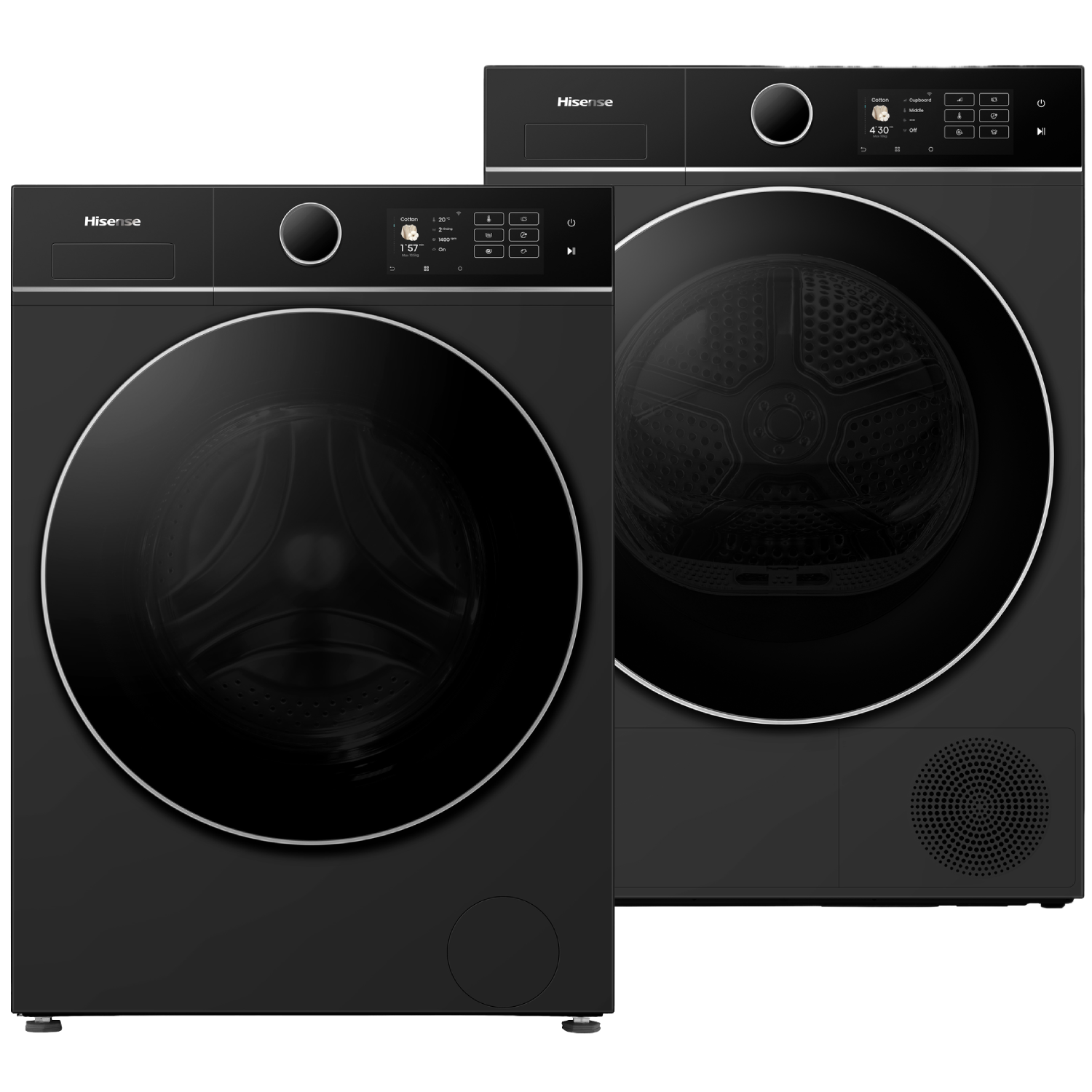Hisense Wf5i1045bbq Wasmachine + Dh5i104bbab Warmtepompdroger Zwart Mda Bundle
