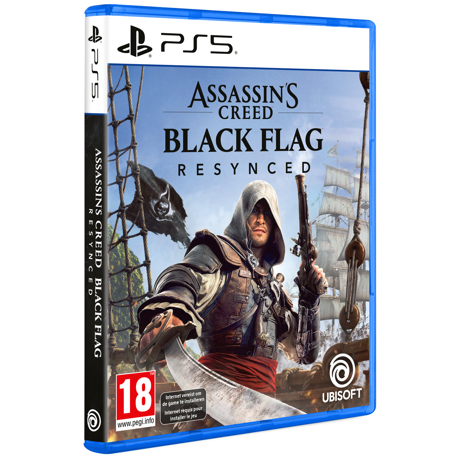 Assassin's Creed Black Flag PS5 cover art featuring a pirate and sailing ships.