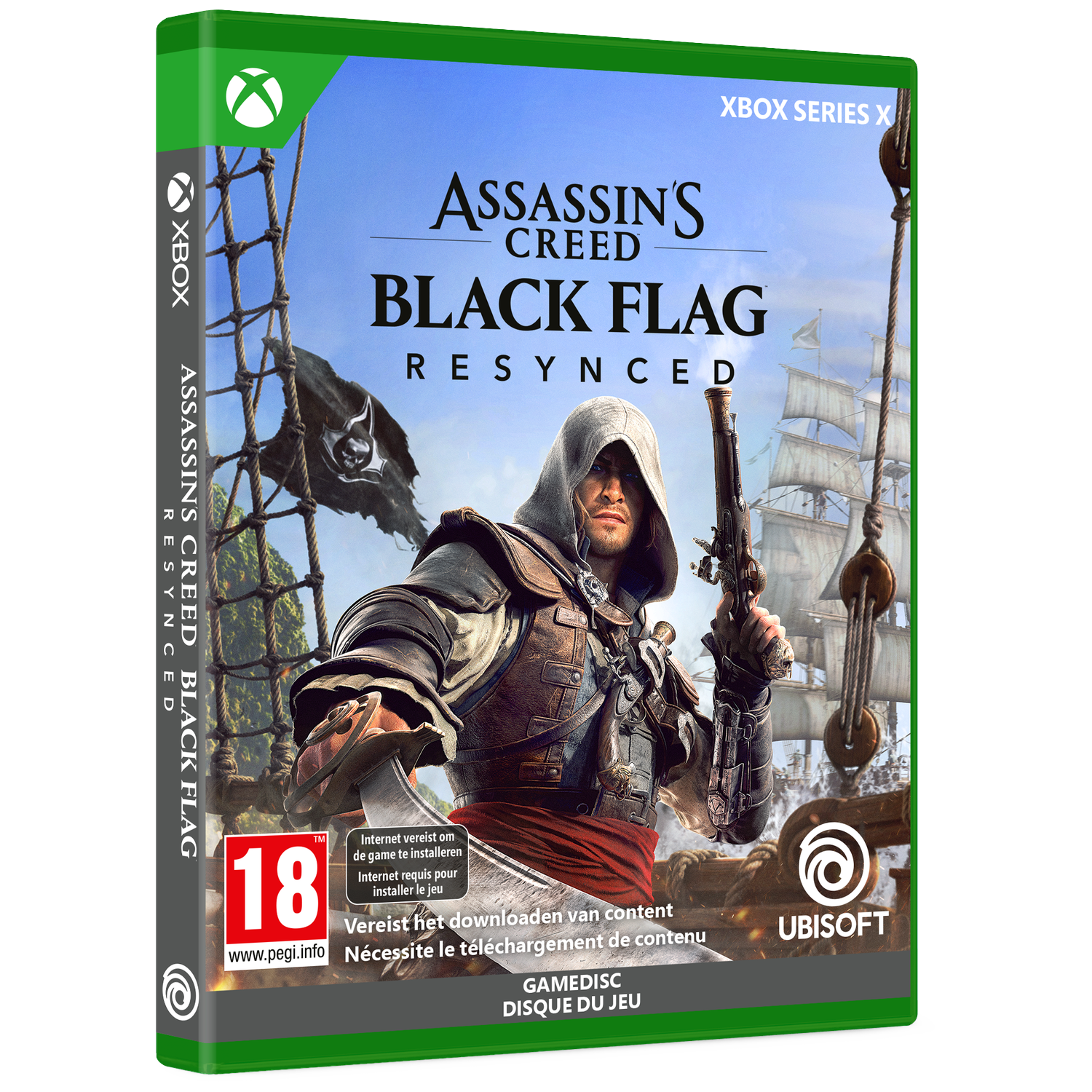 Assassin's Creed Black Flag Xbox Series X case with pirate and sailing ships.