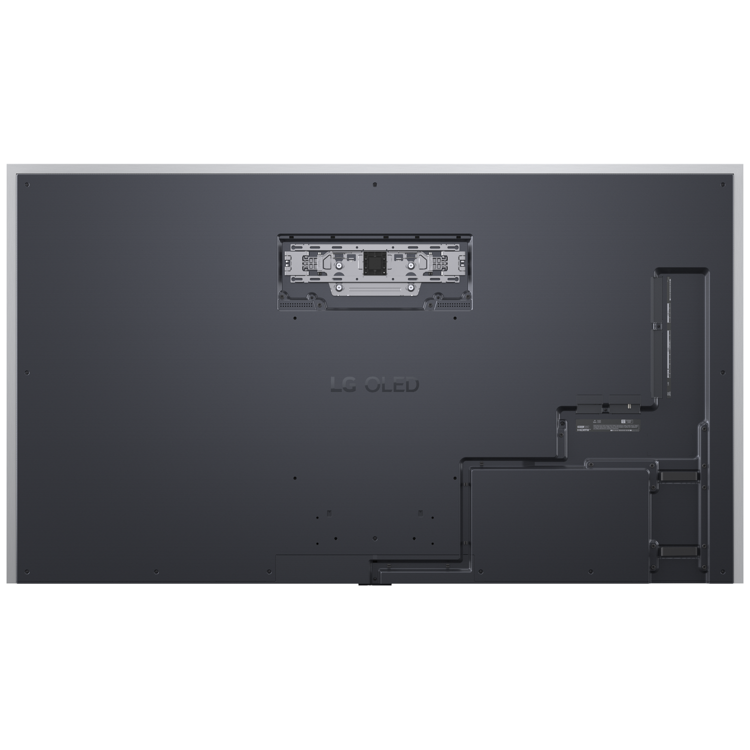 Arrière d'un téléviseur LG OLED montrant les ports et la ventilation.