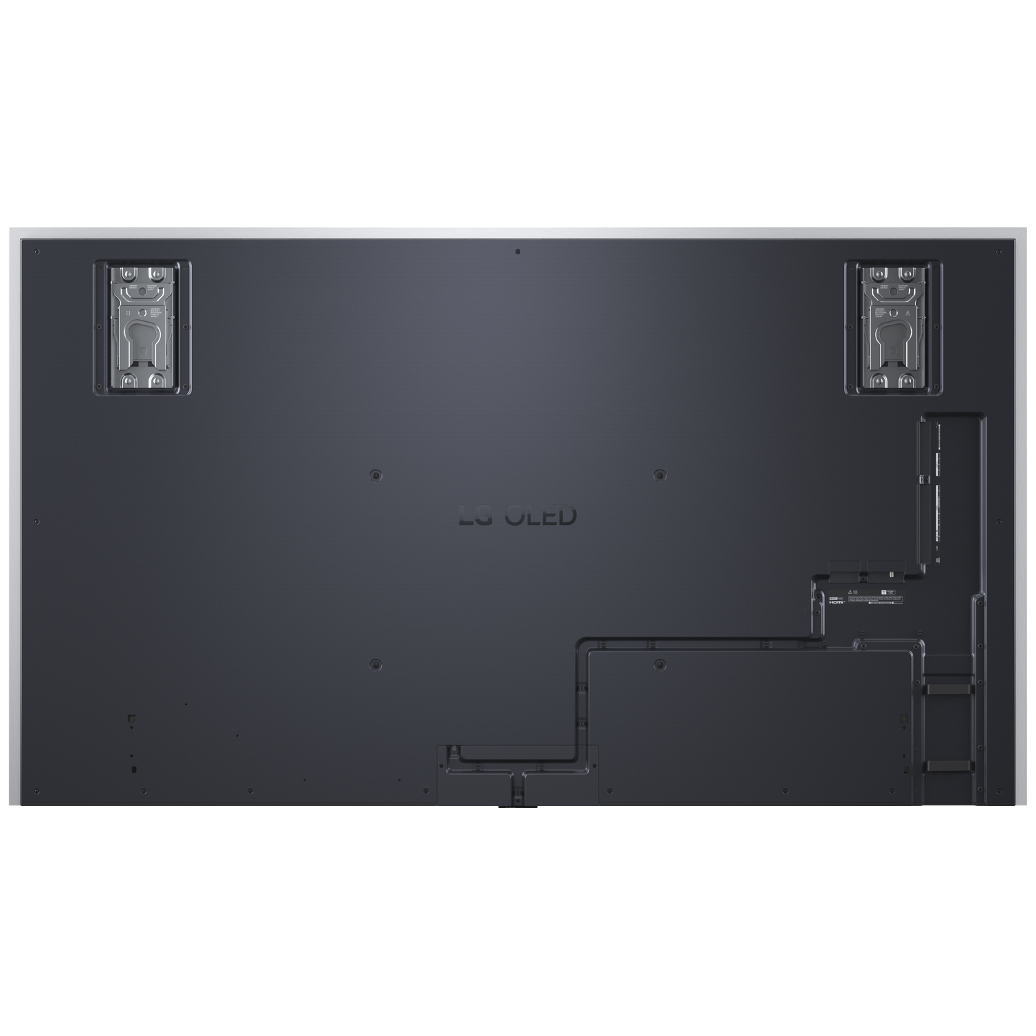 Arrière d'un téléviseur LG OLED montrant les points de fixation murale.