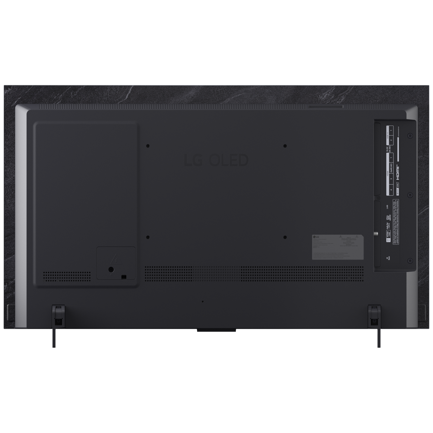 Arrière d'un téléviseur LG OLED noir avec ports.