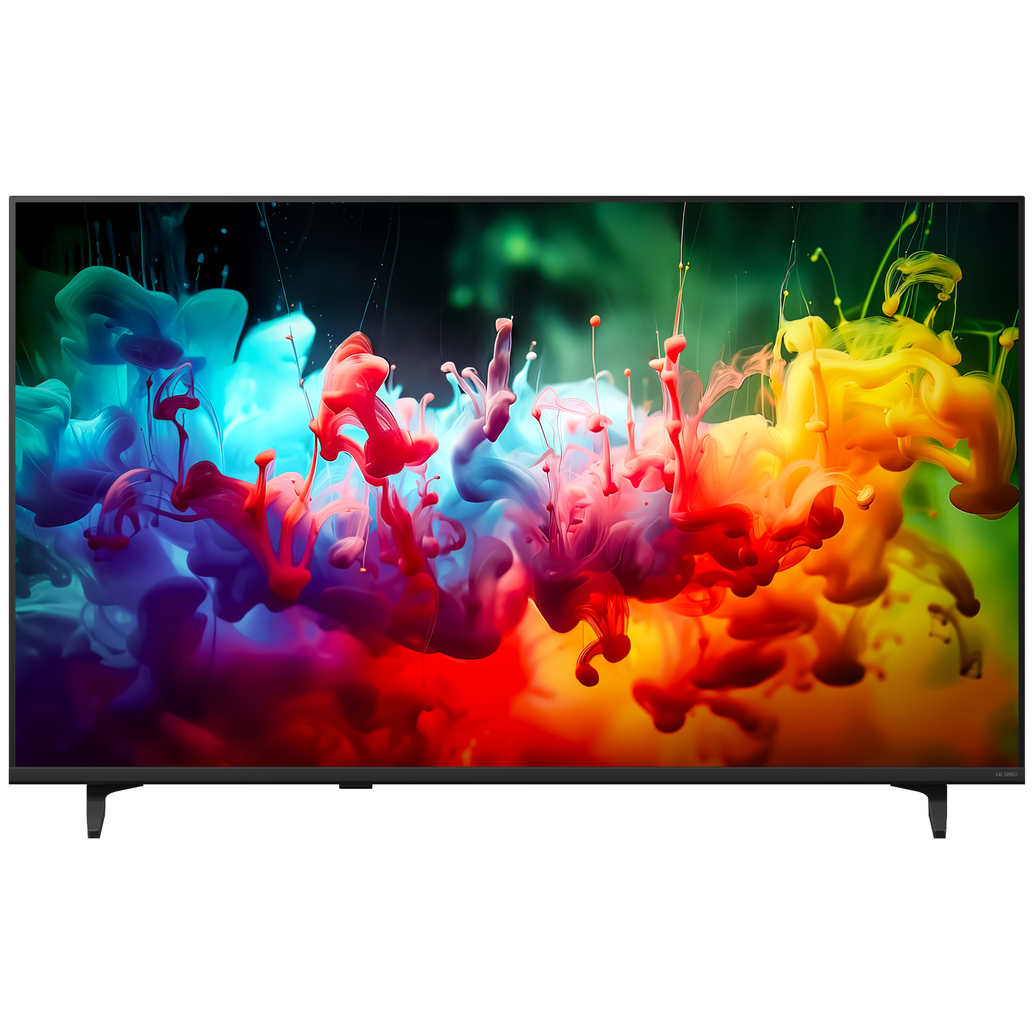 Een moderne televisie met een levendige inktspat screensaver.