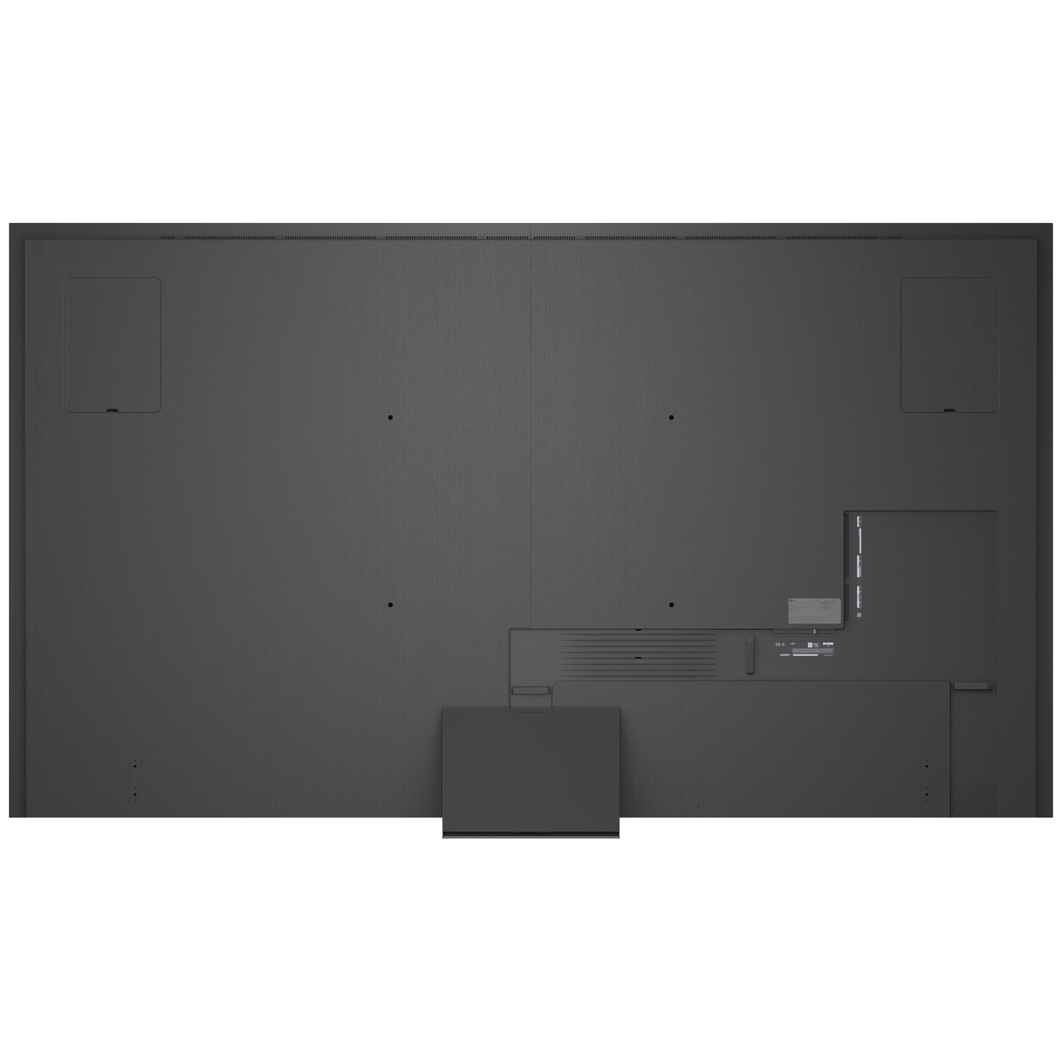 Back of a large, dark TV with ports and ventilation slots visible.