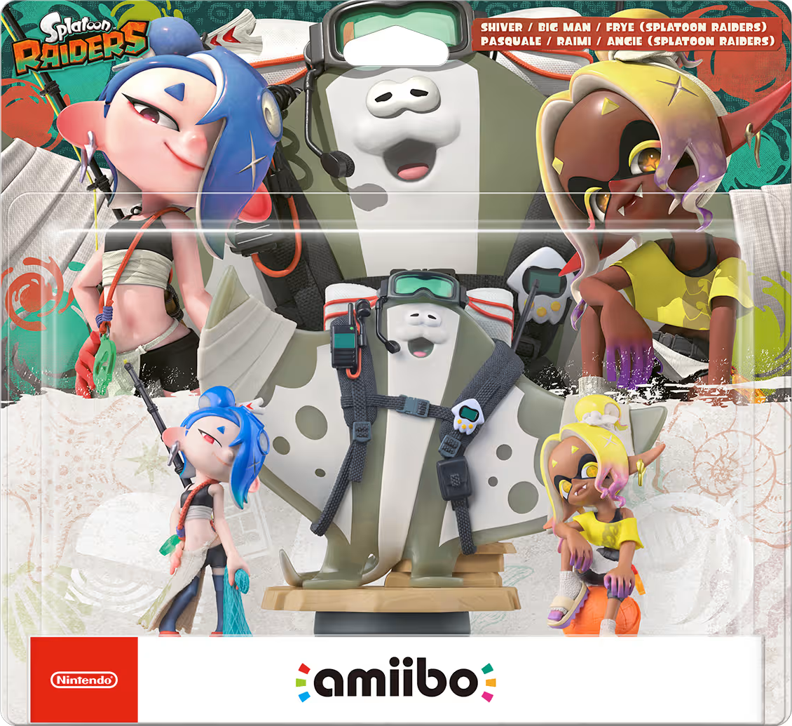 Splatoon Raiders Amiibo: Shiver, Big Man, Frye, Pasquale, Raimi, Ancie.