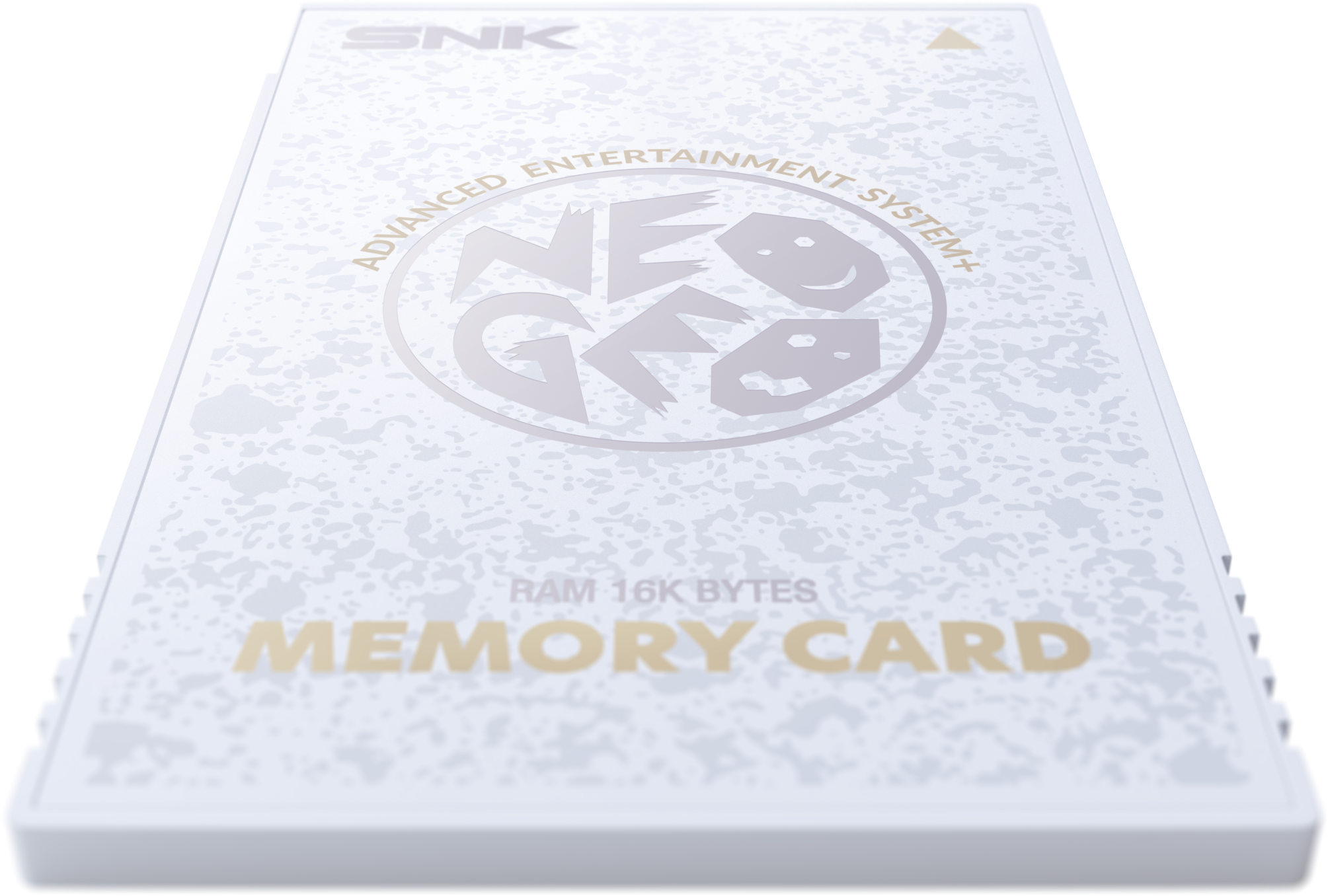 Scheda di memoria SNK bianca con logo NEO GEO e testo.