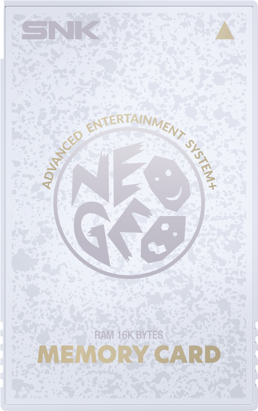 Scheda di memoria SNK con logo NEO GEO, testo e motivo.