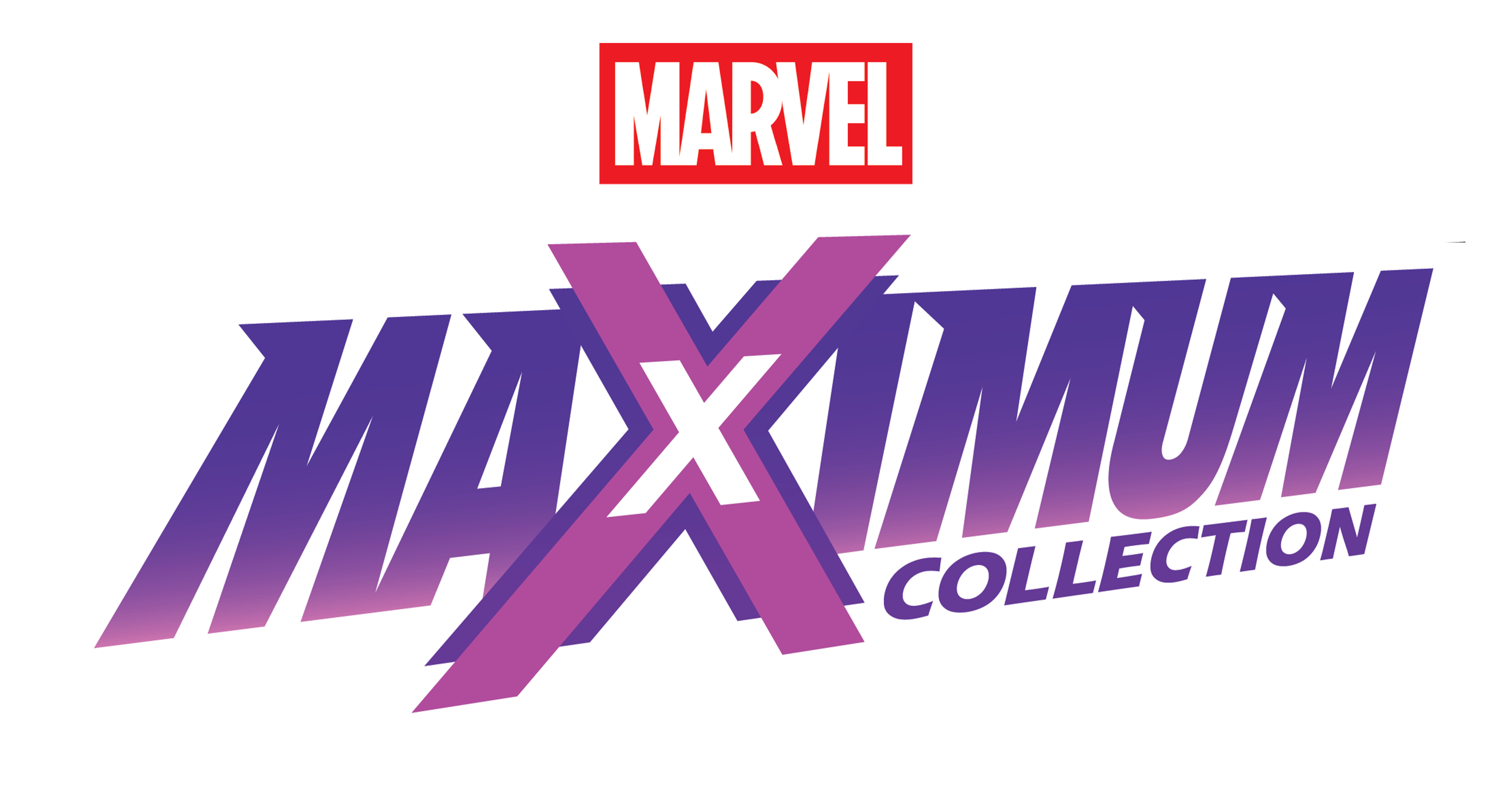 Marvel-Logo über dem Schriftzug MAXIMUM COLLECTION in Lila- und Pinktönen.
