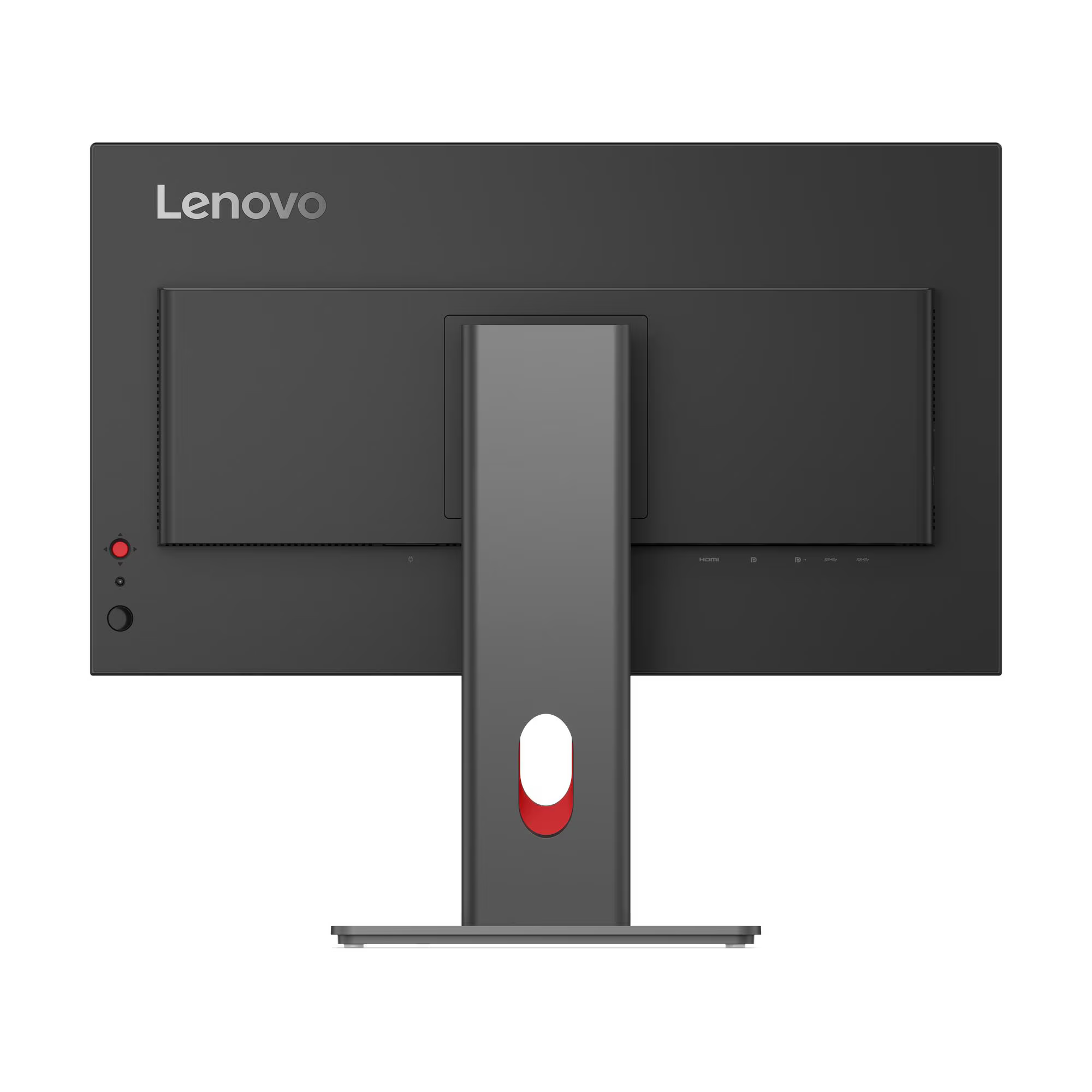 Egy fekete Lenovo monitor hátulja HDMI porttal.