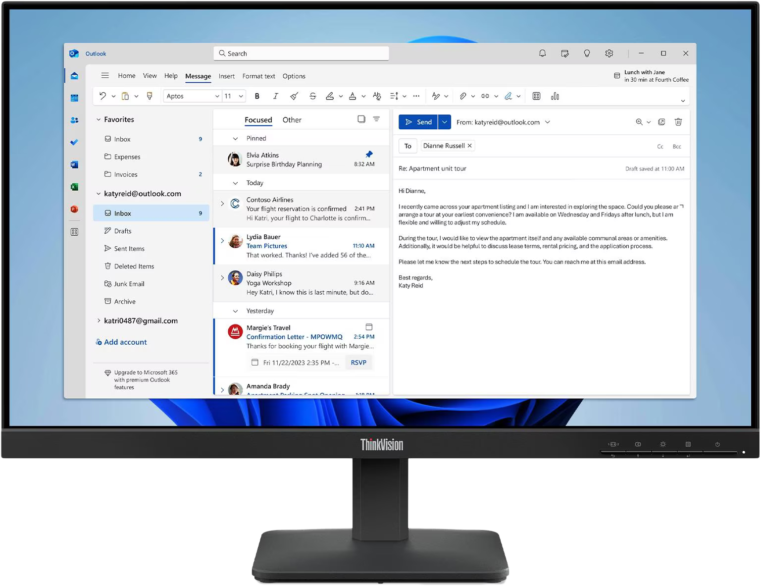 LENOVO ThinkVision S24-4e 23,8" Sík FHD 100 Hz 16:9 IPS LED Monitor