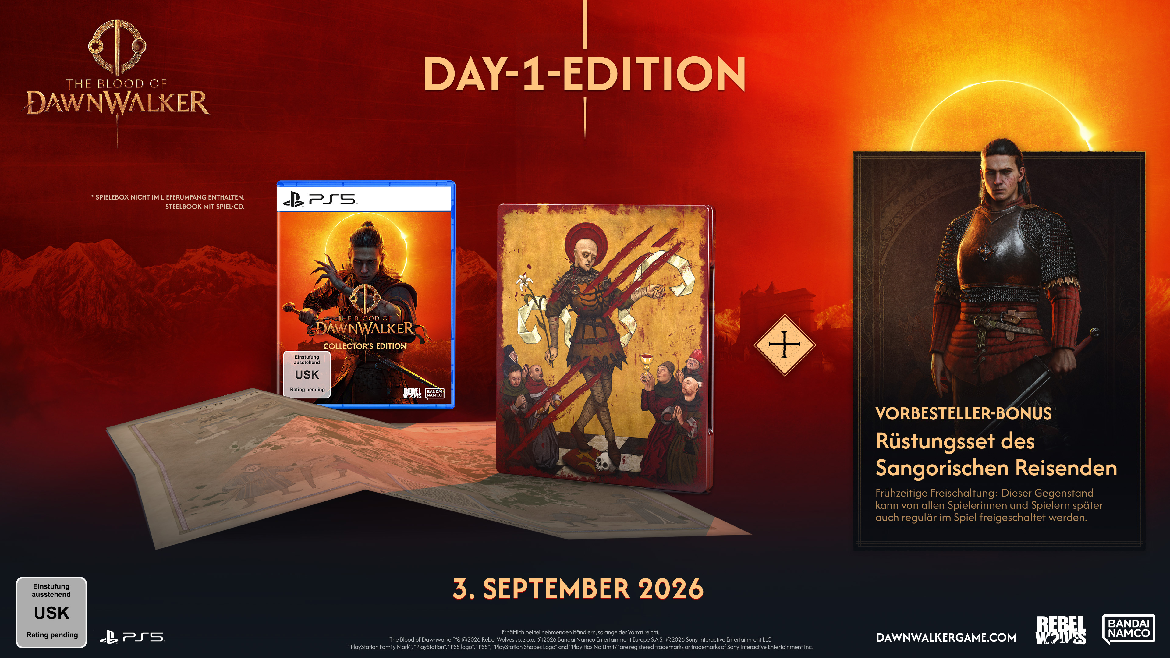 PS5 Spiel "The Blood of Dawnwalker" Collector's Edition mit Steelbook, Karte und Vorbesteller-Bonus.