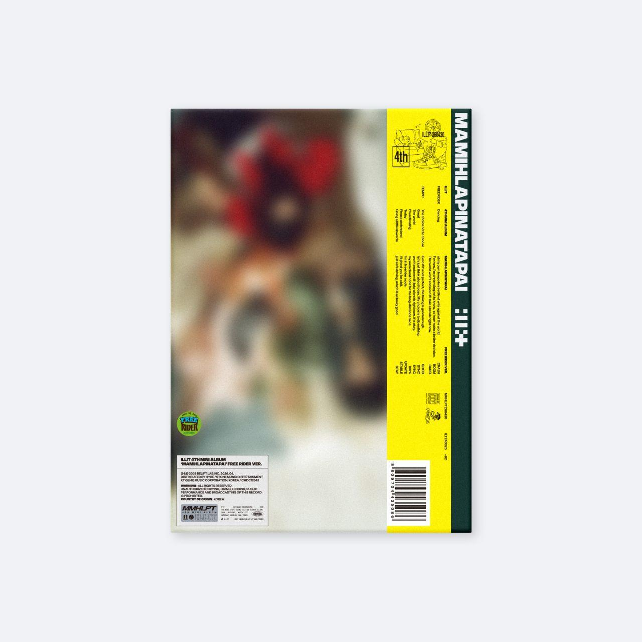 Albumcover mit gelbem Rand, Trackliste, Barcode und Bandlogo.