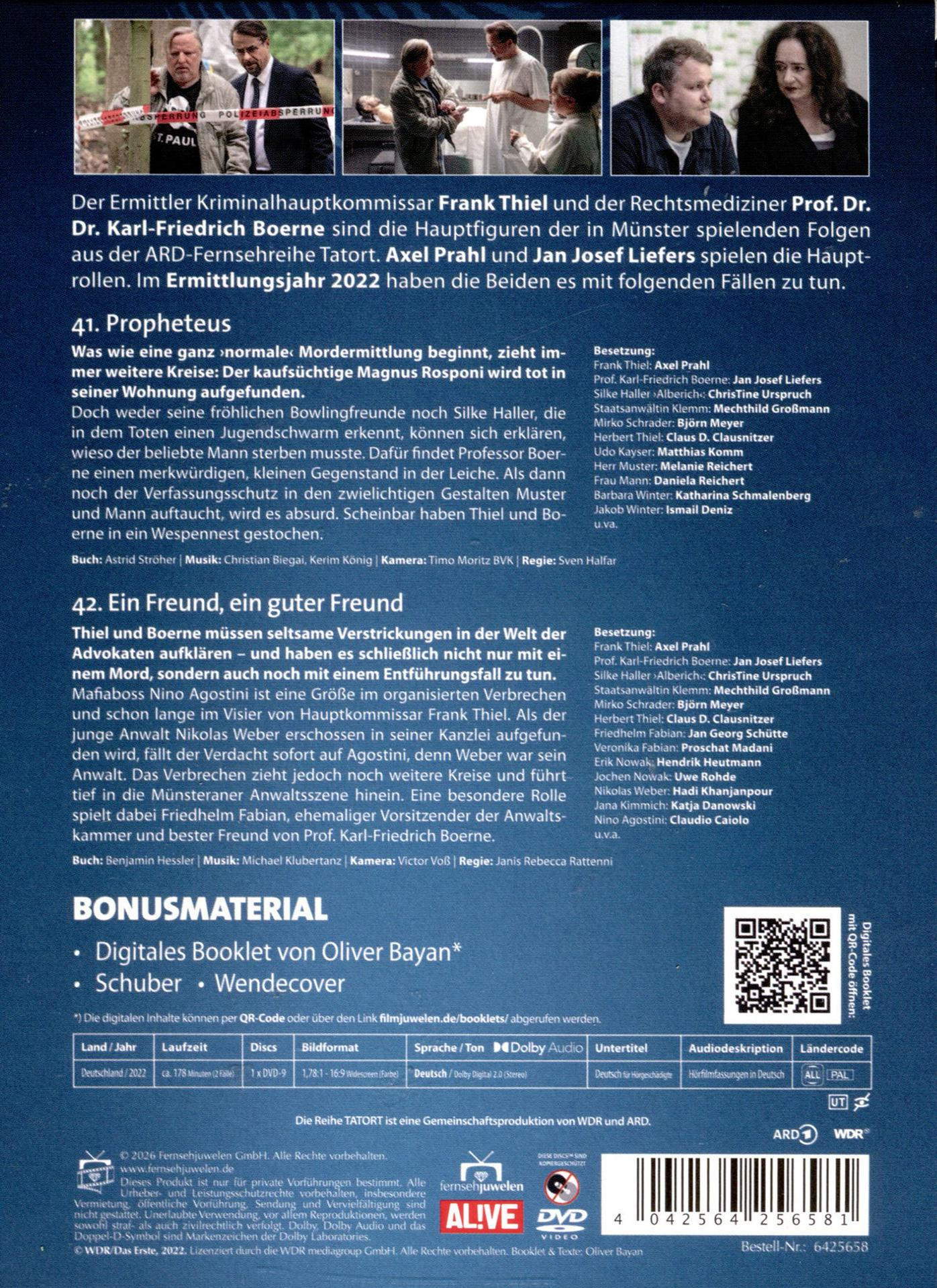 DVD-Cover mit Fotos der Hauptdarsteller, Titeln und Episodenbeschreibungen.