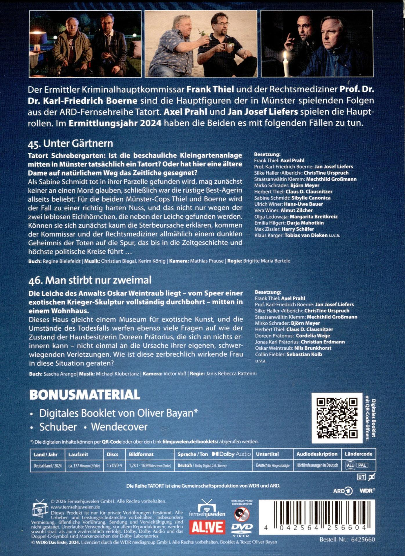 DVD-Rückseite mit Episodeninfos, Besetzungslisten und technischen Details.