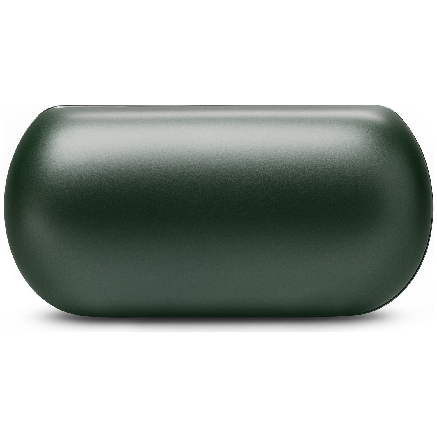 Dark green, pill-shaped case with rounded ends on a white background.