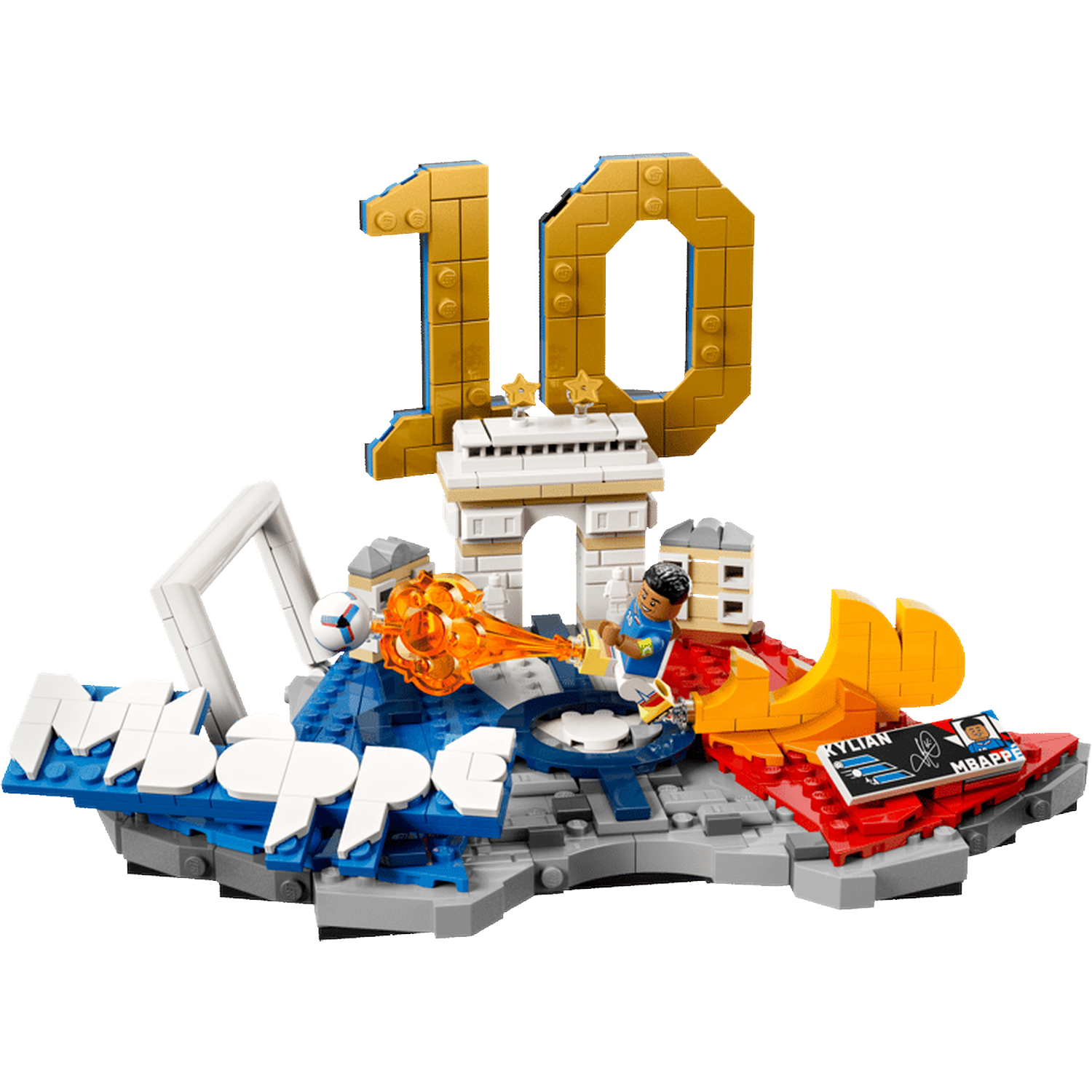 Football scene with Kylian Mbappé, Arc de Triomphe, and the number 10.