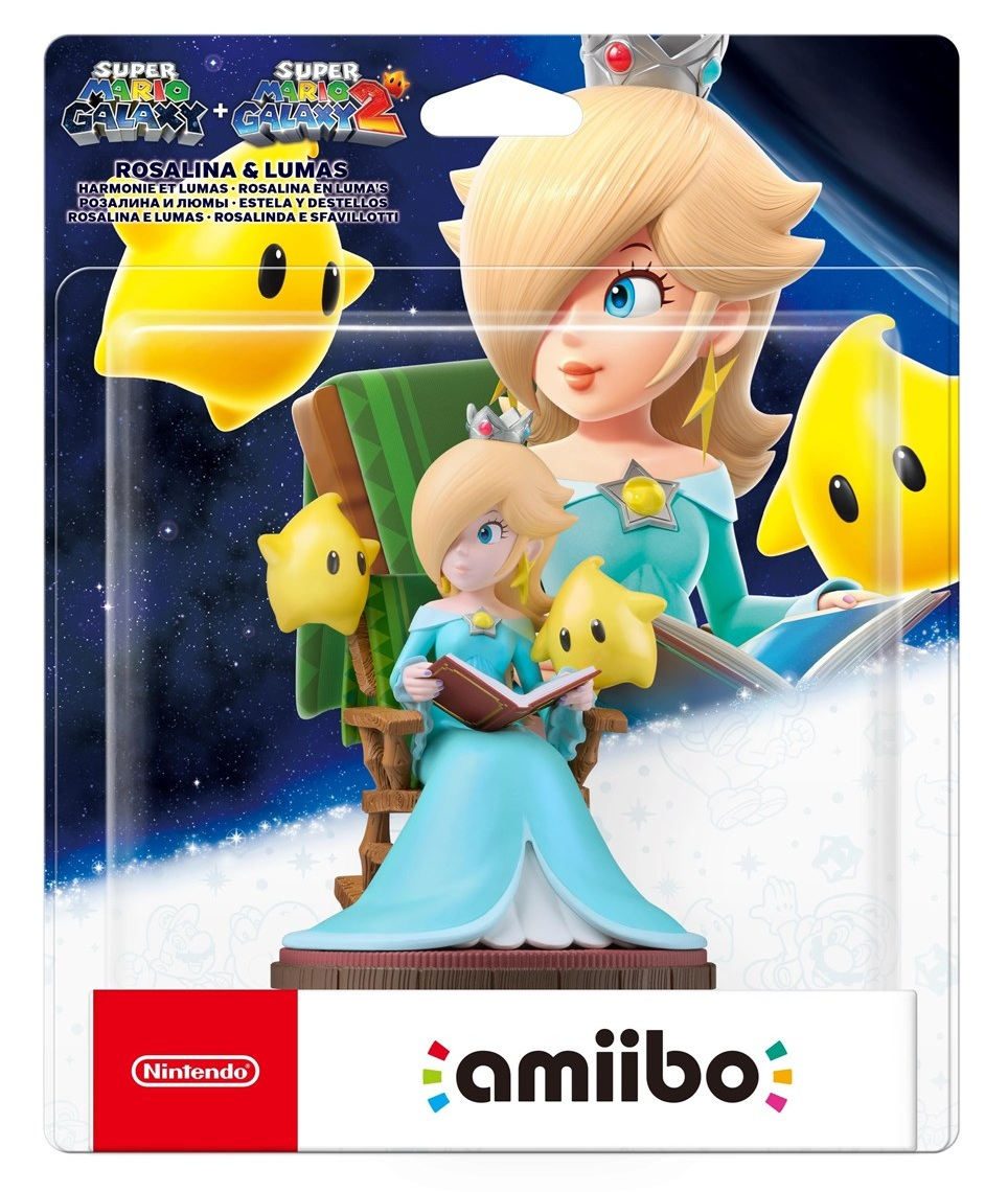 Amiibo Rosalina i Lumas z Super Mario Galaxy, czyta książkę.