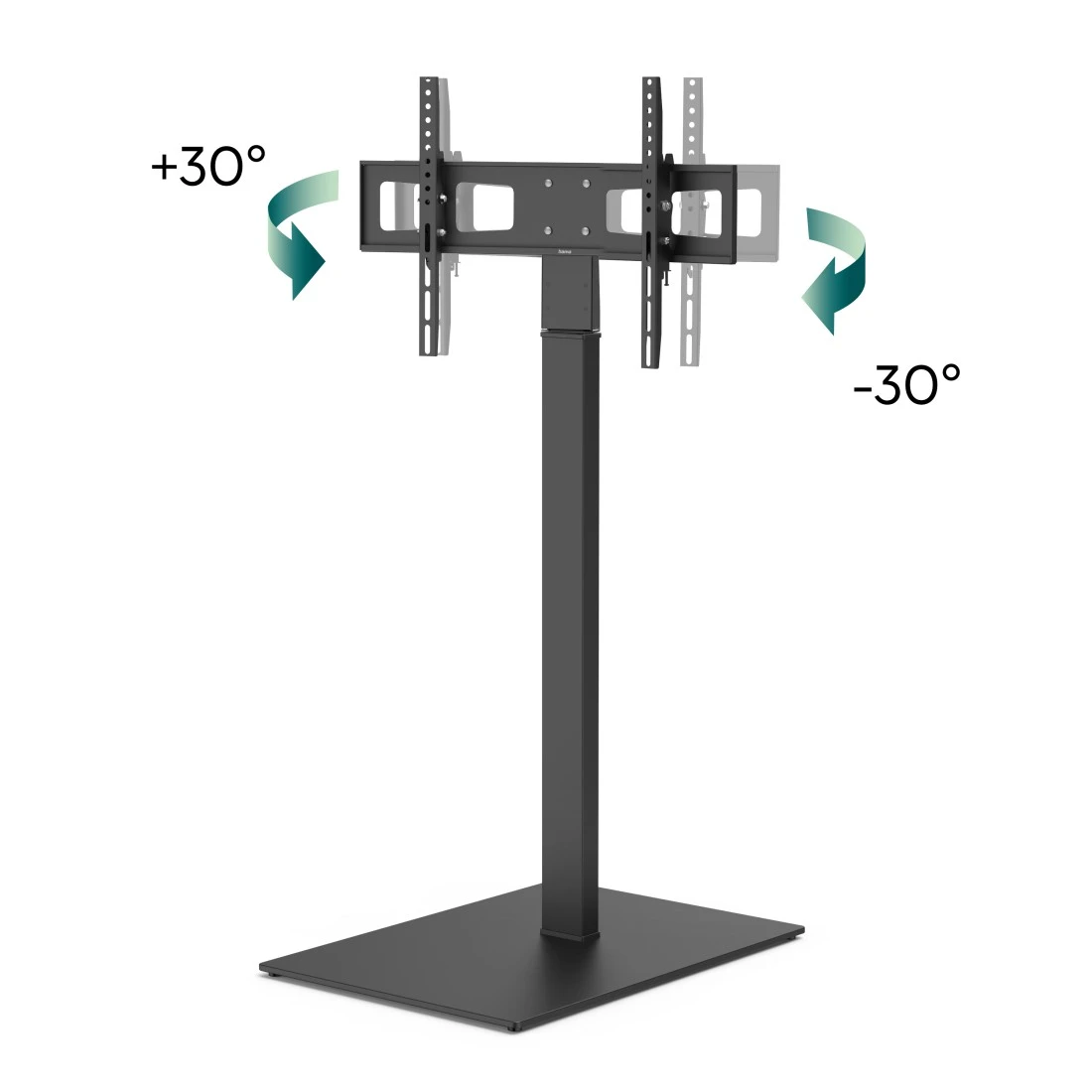 Support TV noir avec fixation pivotante. Permet une rotation de +/- 30 degrés.