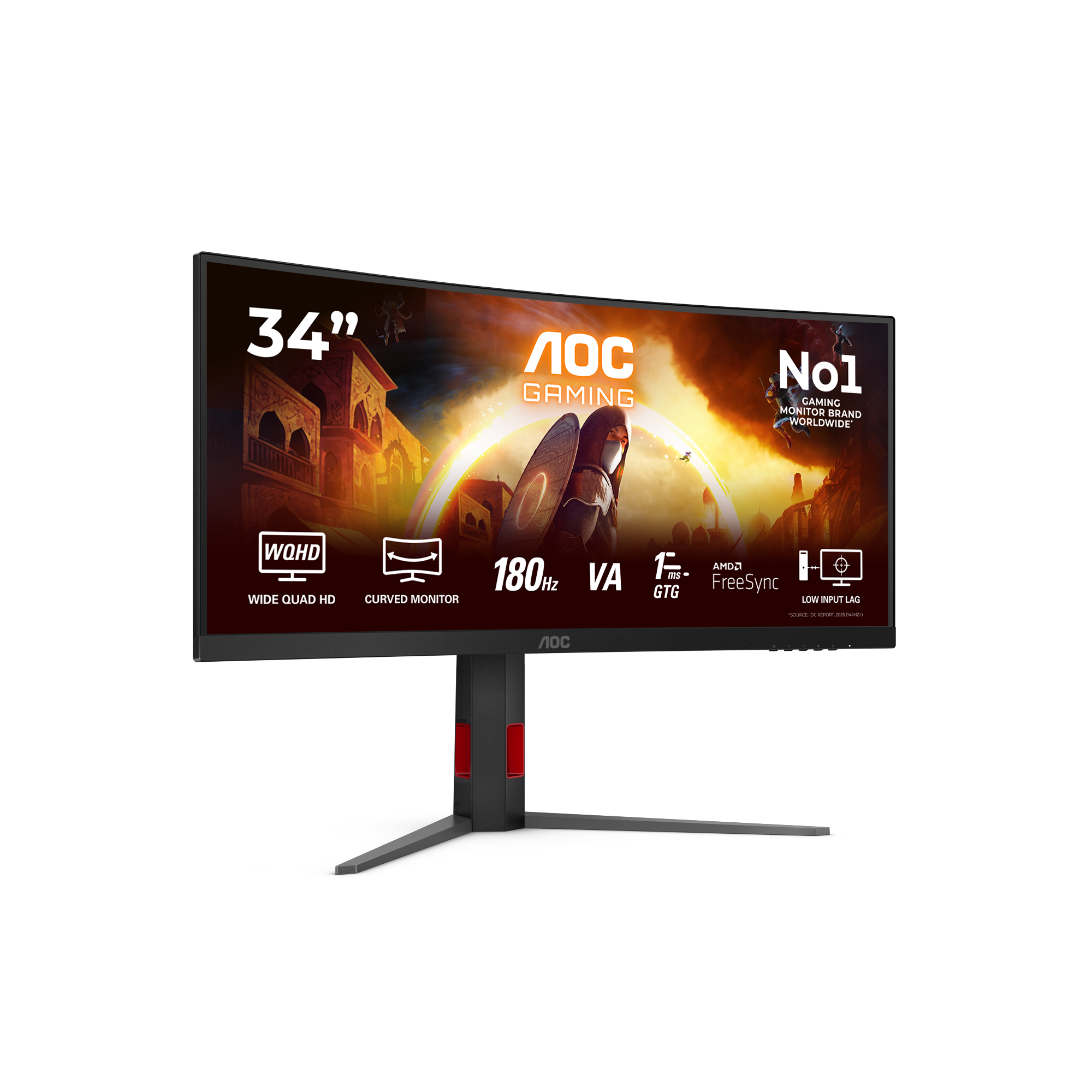 Ein 34-Zoll-Gaming-Monitor mit WQHD, 180 Hz und FreeSync.