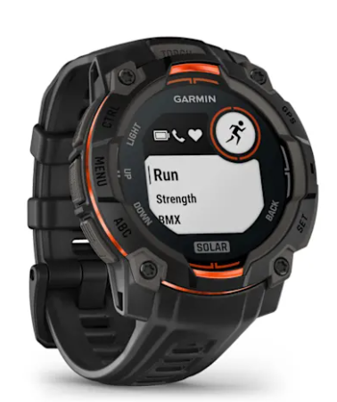 Czarny zegarek Garmin z ładowaniem solarnym i aplikacją do biegania