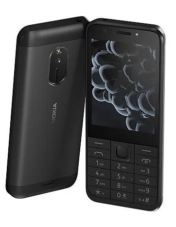 Dwa czarne telefony Nokia obok siebie, jeden pokazujący tył.