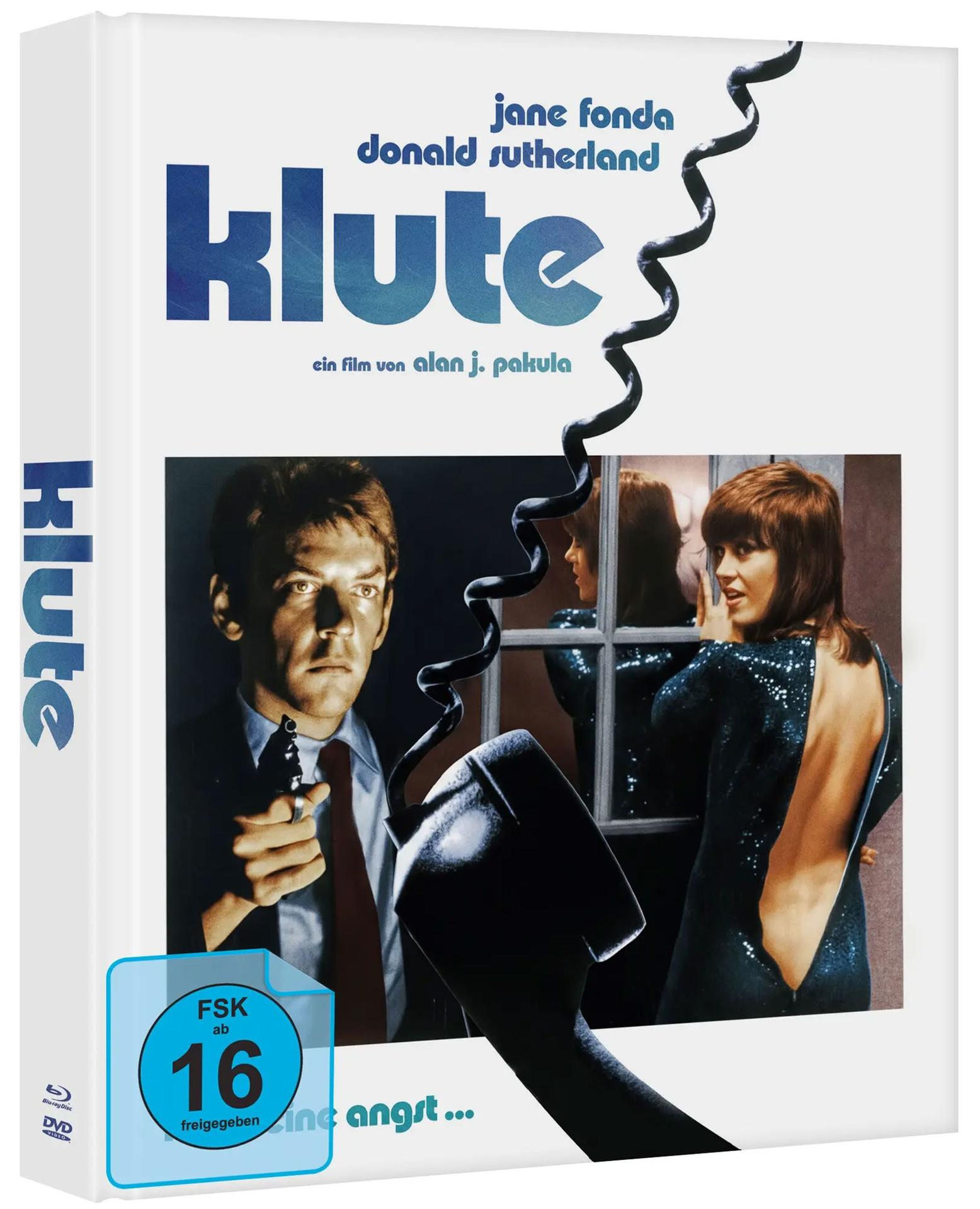 Ein Mann hält eine Pistole, eine Frau mit offenem Rücken dreht sich weg. Filmplakat.