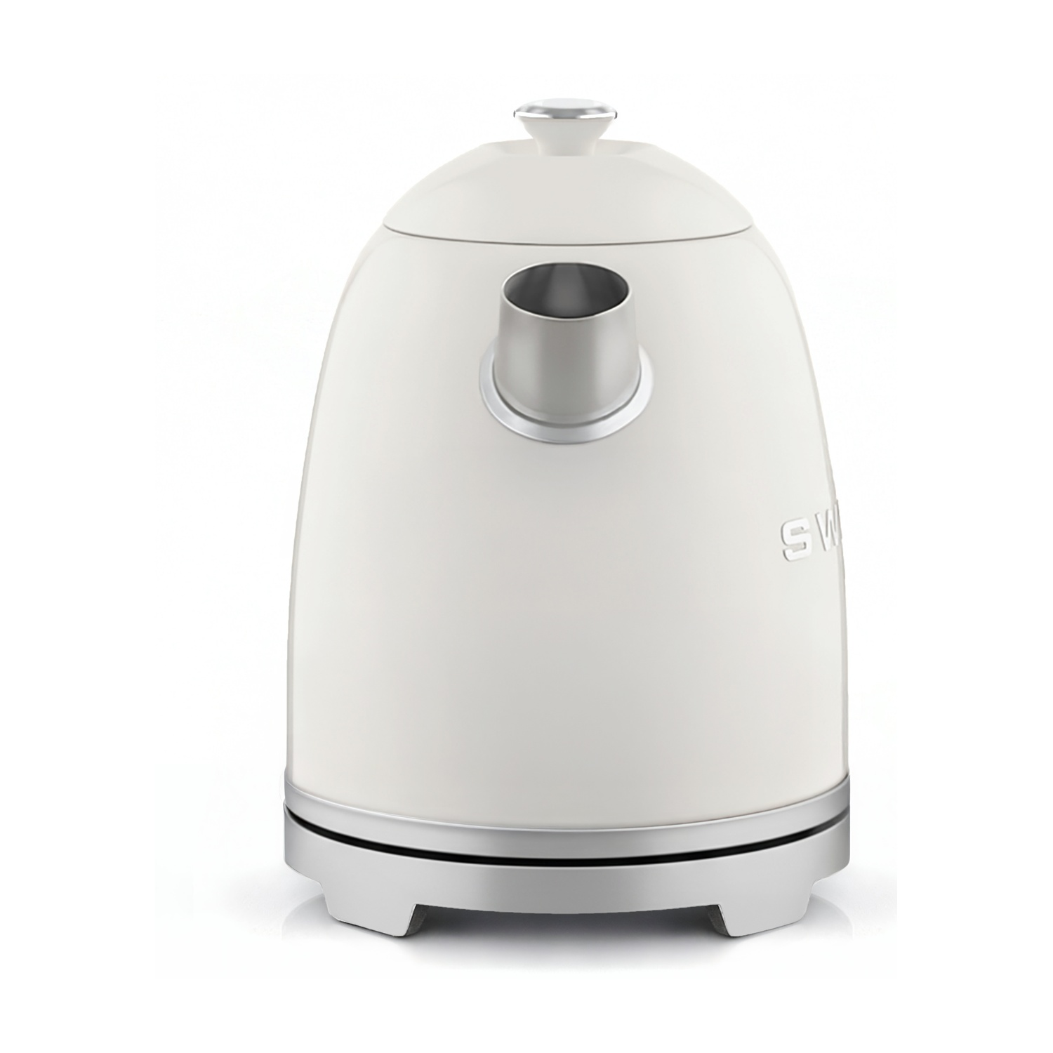 Un bollitore elettrico color crema su sfondo bianco.