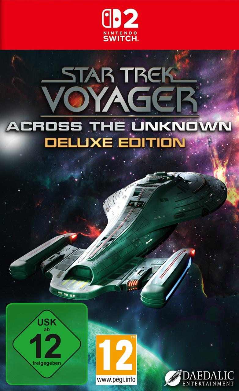 Star Trek Voyager: Across the Unknown Deluxe Edition Cover mit Raumschiff, Nintendo Switch Logo und USK 12.