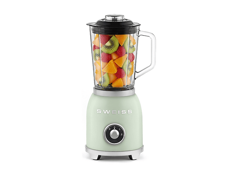 FRULLATORE SWEISS MXV7, Potenza 1000 W, Caraffa da 1.5 l, 2 velocità, Vetro, Acciaio inossidabile , Verde
