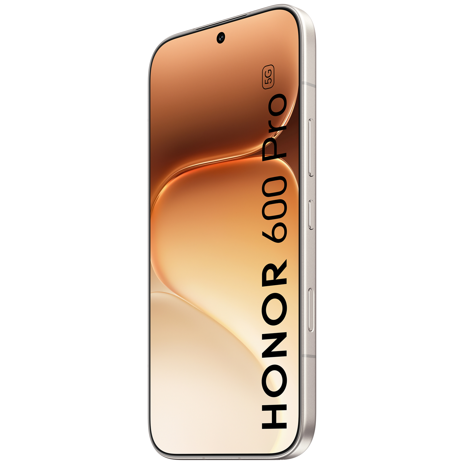 A silver Honor 60 Pro 5G smartphone with a golden background.