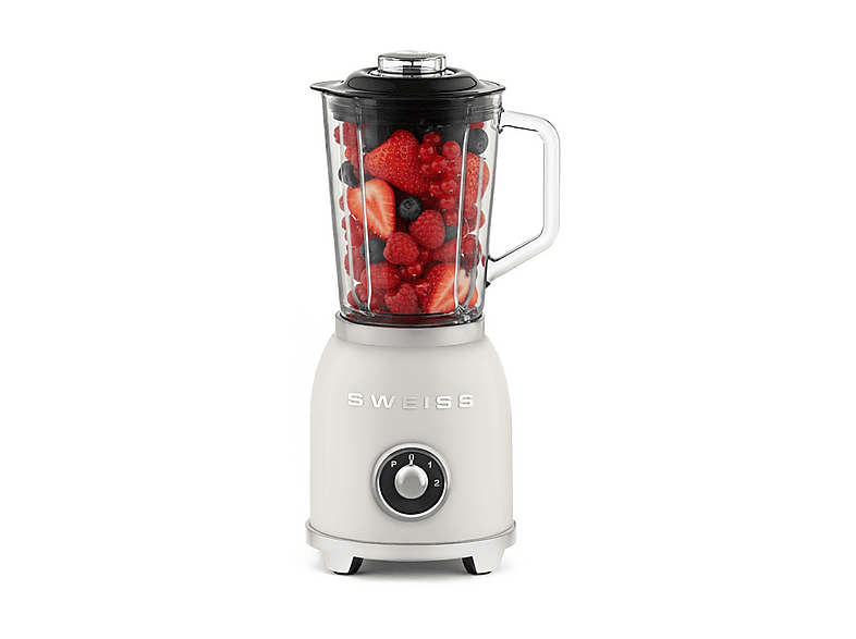 FRULLATORE SWEISS MXV8, Potenza 1000 W, Caraffa da 1.5 l, 2 velocità, Vetro, Acciaio inossidabile , Beige