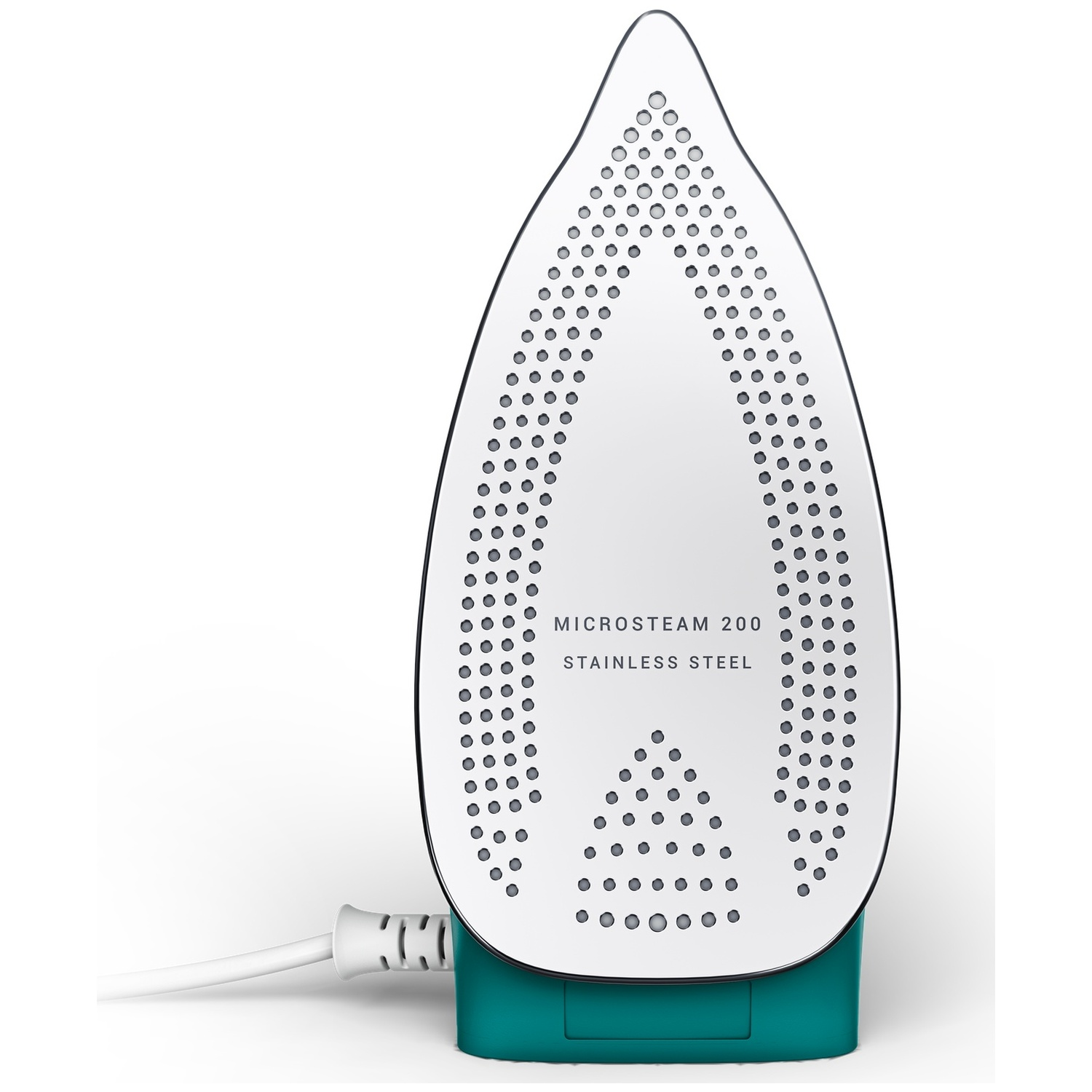 Semelle de fer en acier inoxydable avec trous de vapeur et câble.