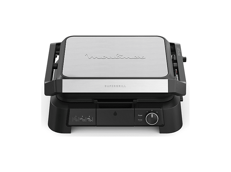 BISTECCHIERA MOULINEX SUPERGRILL 3IN1 GI510D, Potenza 2000 W, Piastre asportabili, Compatibile per lavastoviglie, Acciaio inox / Nero
