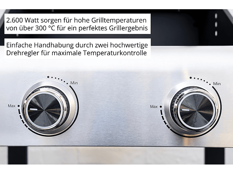 Unold 58595 Barbecue Elektrogriller, Schwarz, Edelstahl (2600 Watt) — Foto 4 von 5