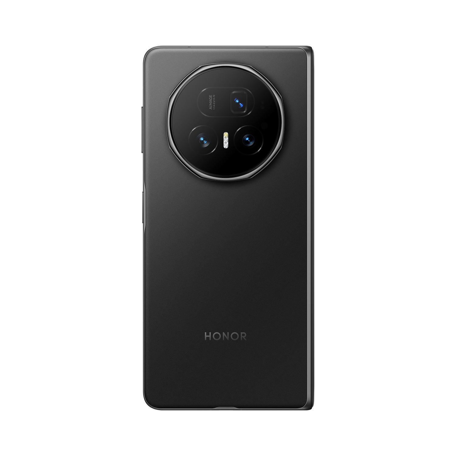 Rückseite eines schwarzen HONOR Smartphones mit runder Kameralinseneinheit.