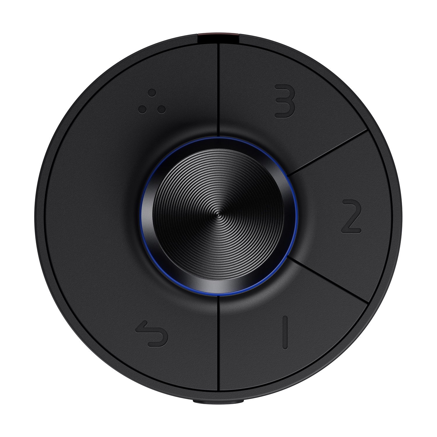 Controller rotondo nero con quadrante centrale e pulsanti 1, 2, 3.