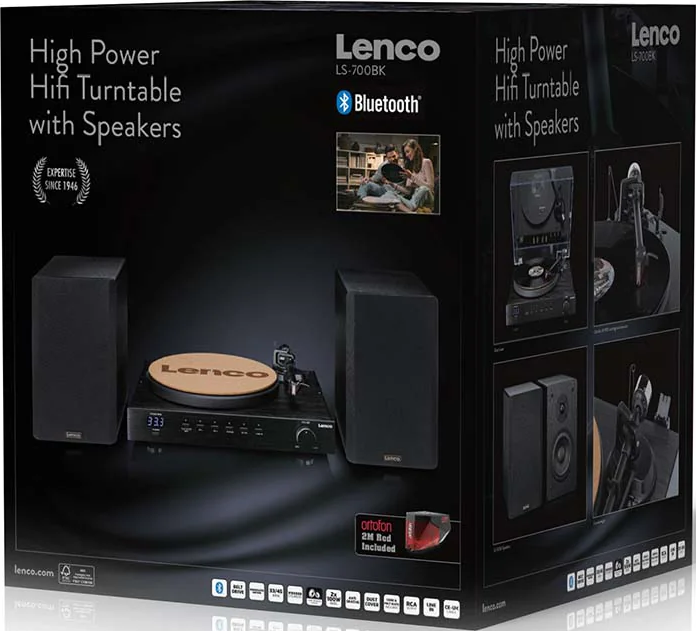 Platine Lenco LS-700BK avec enceintes, Bluetooth et stylet Ortofon.