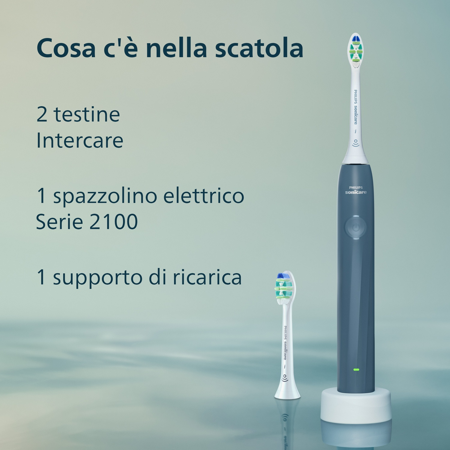 Spazzolino elettrico con due testine e caricatore