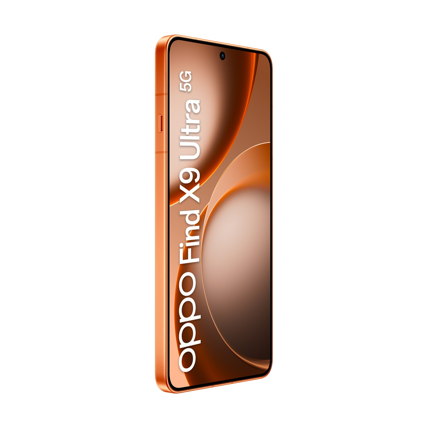 Smartphone arancione con scritta "oppo Find X9 Ultra 5G" sullo schermo.