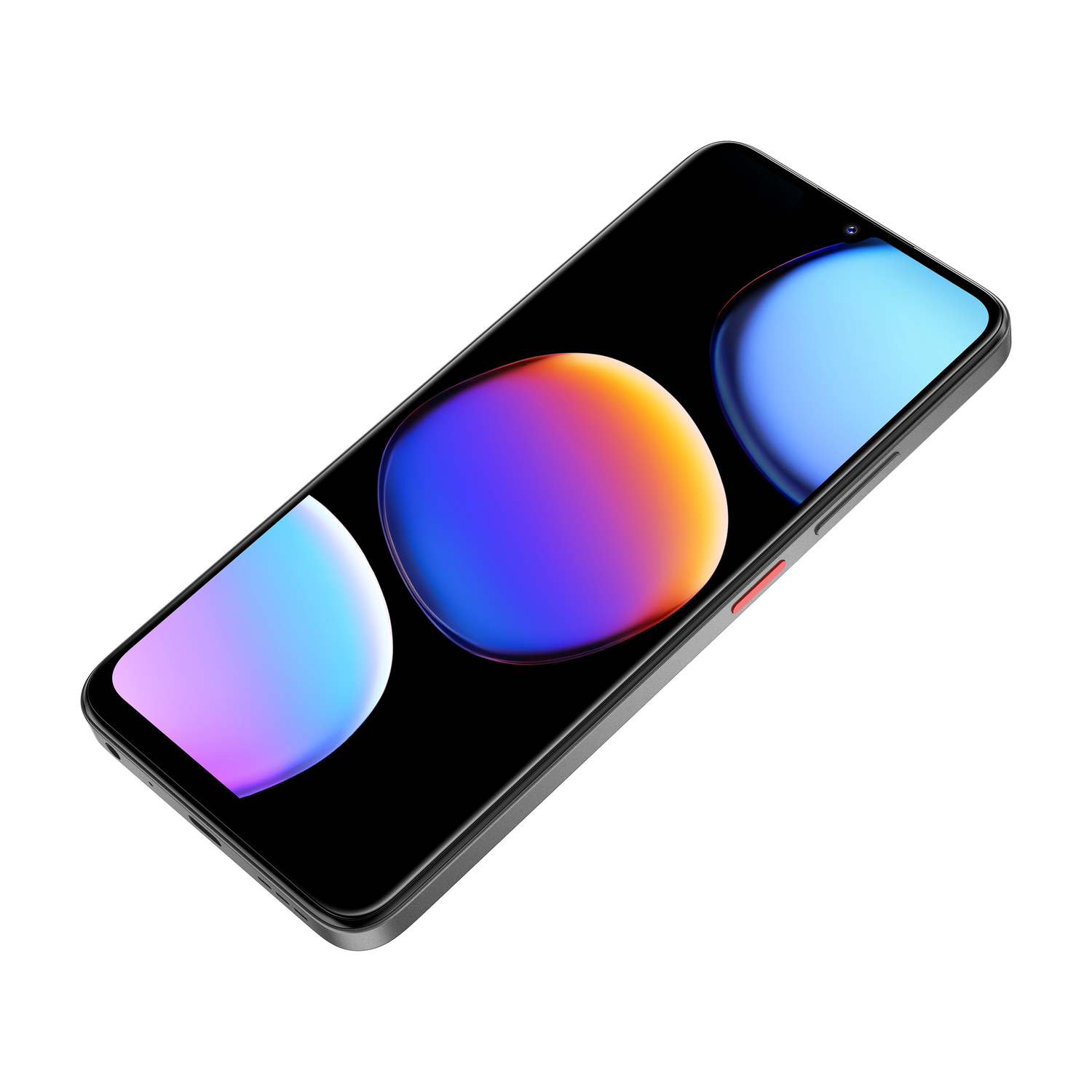 Uno smartphone con sfondo colorato e cornice argentata.