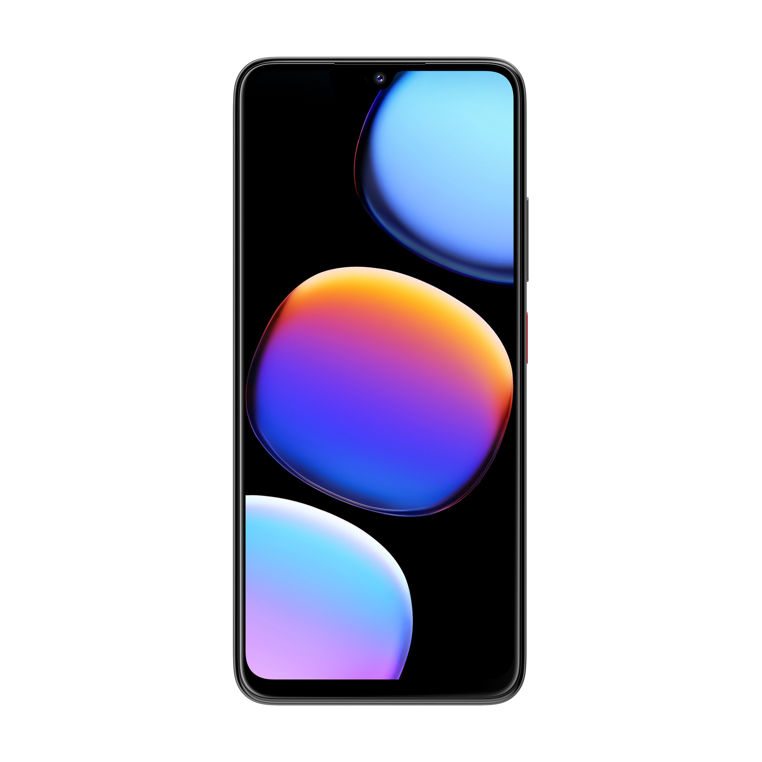 Uno smartphone con schermo nero che mostra bolle colorate.