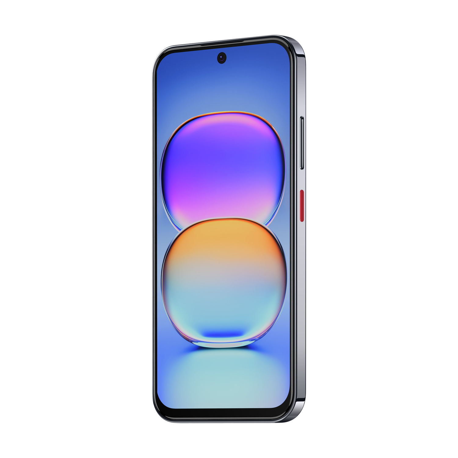 Uno smartphone elegante con cornice scura e sfondo sfumato vibrante.