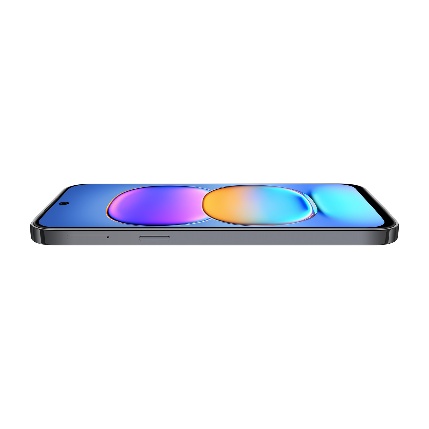 Uno smartphone grigio con uno sfondo colorato visualizzato sullo schermo.