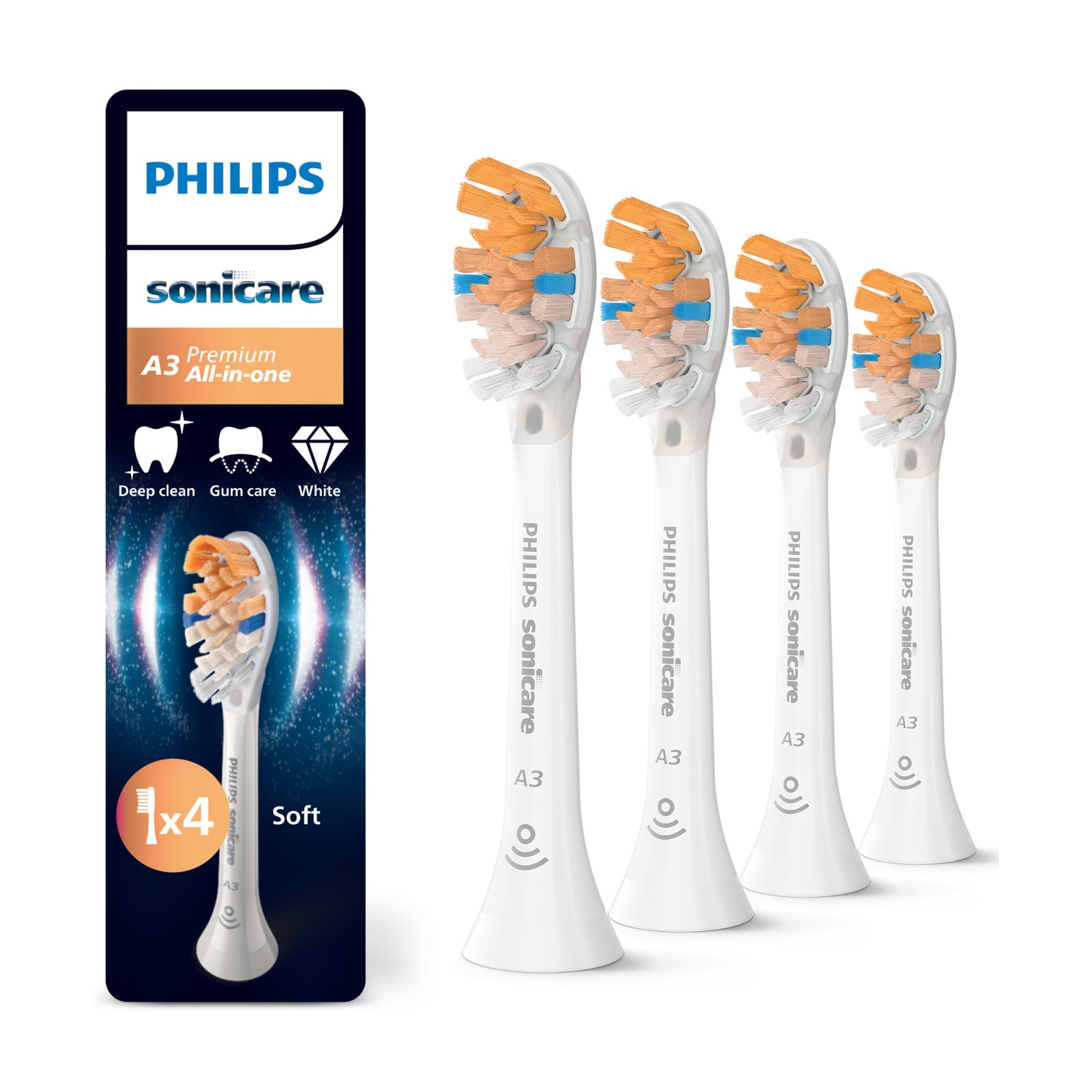 Testine morbide Philips Sonicare A3 Premium All-in-one, confezione da 4.