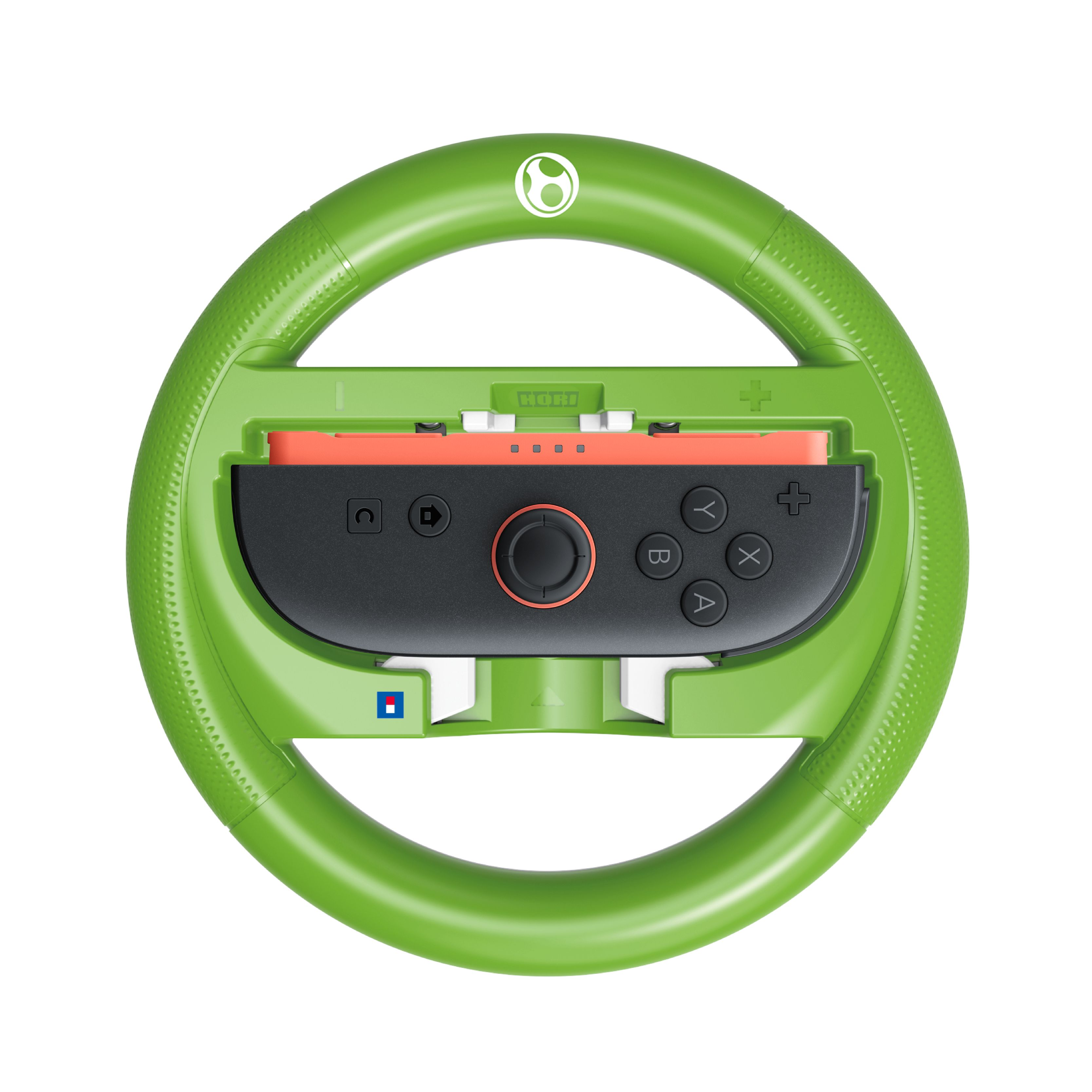 Grünes Lenkrad für Nintendo Switch mit Joy-Con-Controllerhalterung.