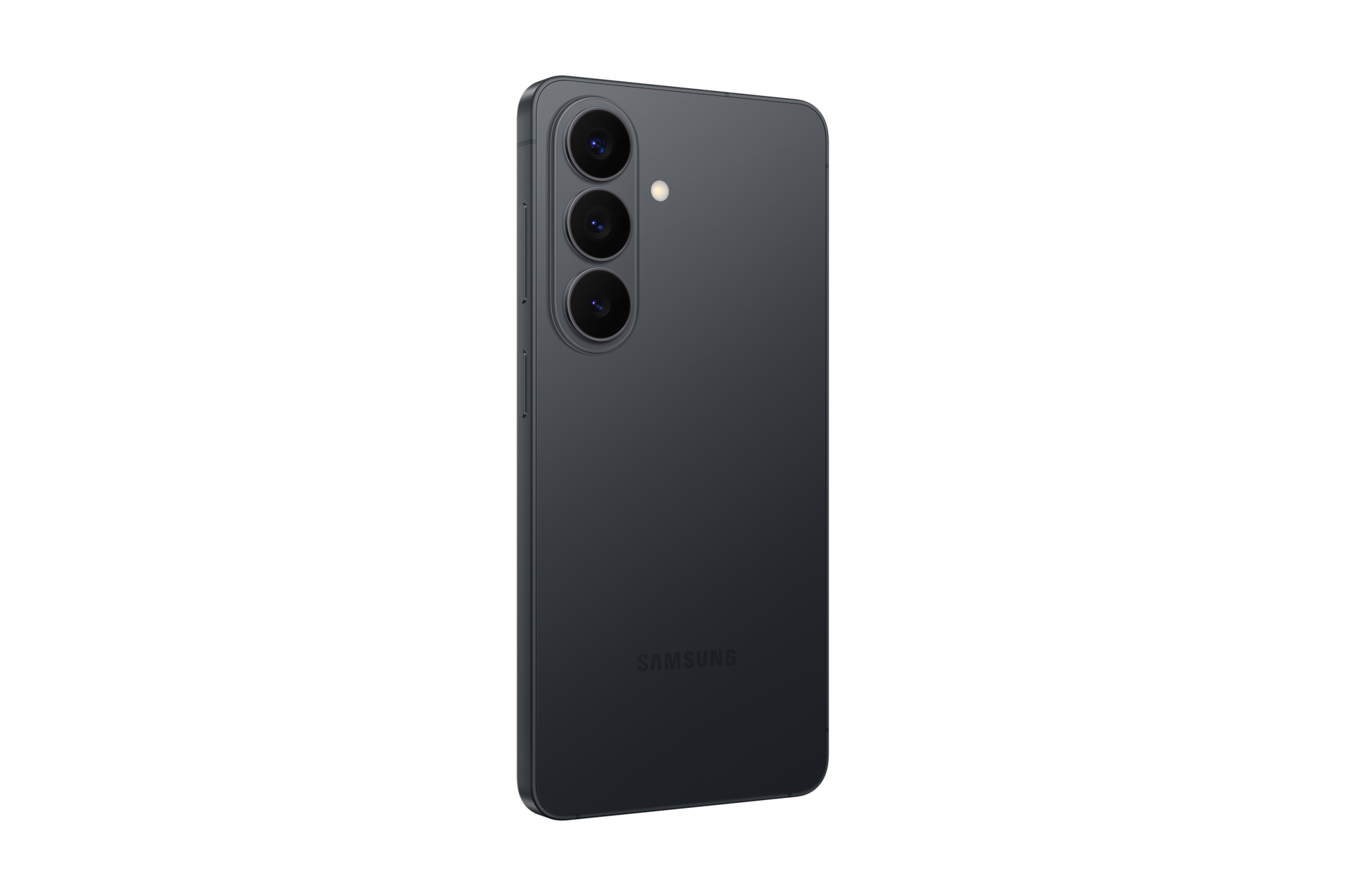 Ciemnoszary smartfon Samsung z trzema obiektywami i lampą błyskową.