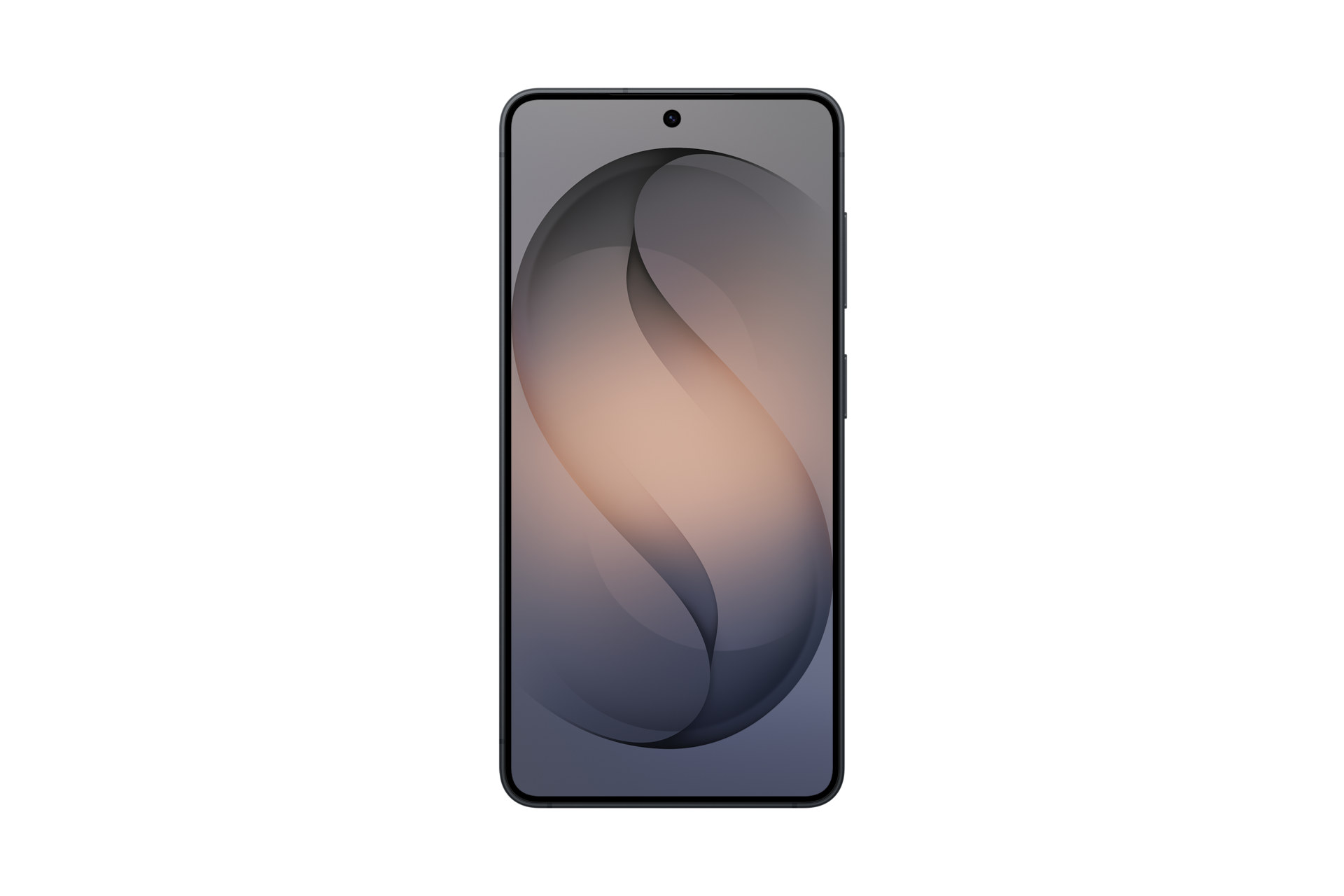 Ciemny smartfon z abstrakcyjną tapetą na ekranie.